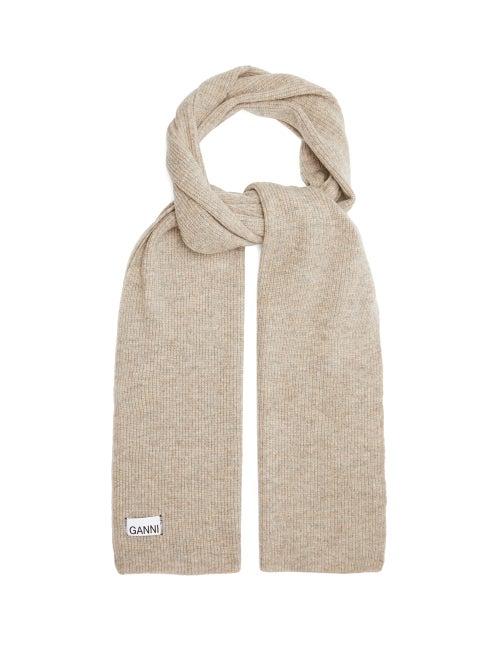 Matchesfashion.com Ganni - Ribbed Lambswool Blend Scarf - Womens - Cream