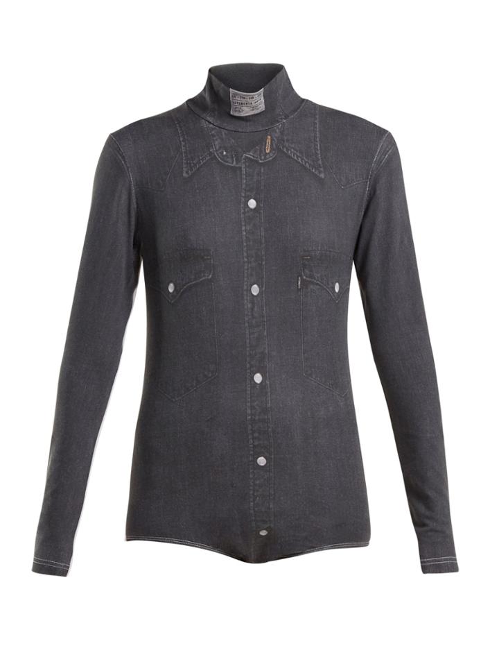 Vetements Denim Shirt-print High-neck Body