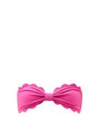 Matchesfashion.com Marysia - Antibes Scalloped-edge Bandeau Bikini Top - Womens - Dark Pink