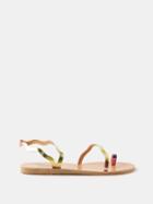Ancient Greek Sandals - Elafonisos Scallop-edge Metallic-leather Sandals - Womens - Metallic