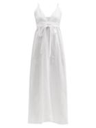Matchesfashion.com Casa Raki - Selva Tie-waist Organic-linen Dress - Womens - White