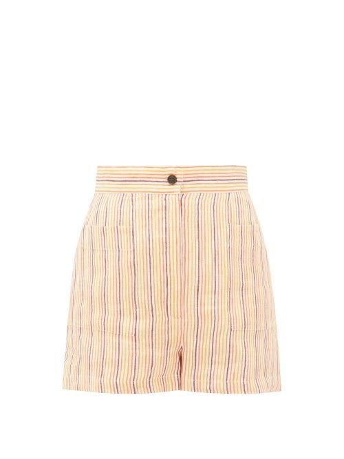 Matchesfashion.com Three Graces London - Osmo Striped Linen Shorts - Womens - Multi