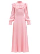 Matchesfashion.com The Vampire's Wife - The Firefly Ruffled Silk-blend Dress - Womens - Pink