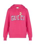 Matchesfashion.com Gucci - Logo Embroidered Hooded Sweatshirt - Mens - Pink