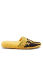 Matchesfashion.com Versace - Baroque-print Cotton-terry Slippers - Mens - Black Gold