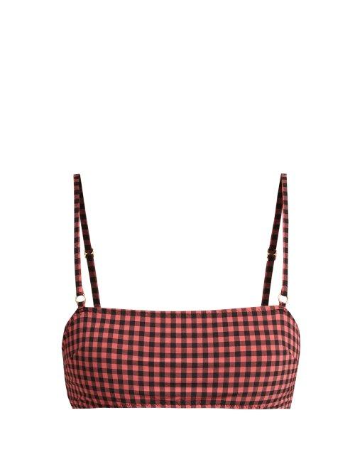 Matchesfashion.com Belize - Lucie Gingham Bandeau Bikini Top - Womens - Pink Multi