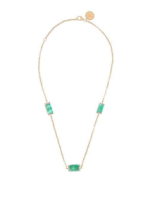 Matchesfashion.com Jade Jagger - Diamond, Emerald & 18kt Gold Necklace - Womens - Emerald