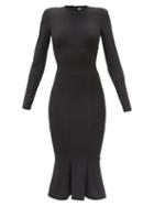 Matchesfashion.com Alexandre Vauthier - Fishtail-hem Long-sleeved Jersey Dress - Womens - Black