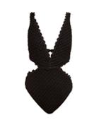 Matchesfashion.com Missoni Mare - Fishscale Knitted Plunge Swimsuit - Womens - Black