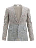 Matchesfashion.com Alexander Mcqueen - Bi-colour Glen-check Wool-twill Suit Jacket - Mens - Grey