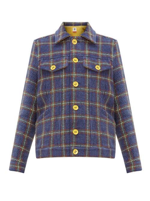 Matchesfashion.com M Missoni - Checked Upcycled Velvet Tweed Jacket - Womens - Navy Multi