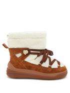Matchesfashion.com Moncler - Florine Shearling And Suede Boots - Womens - Tan White