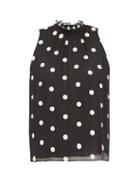 Matchesfashion.com Rebecca Taylor - Sleveless Polka Dot Embroidered Silk Blouse - Womens - Black Multi