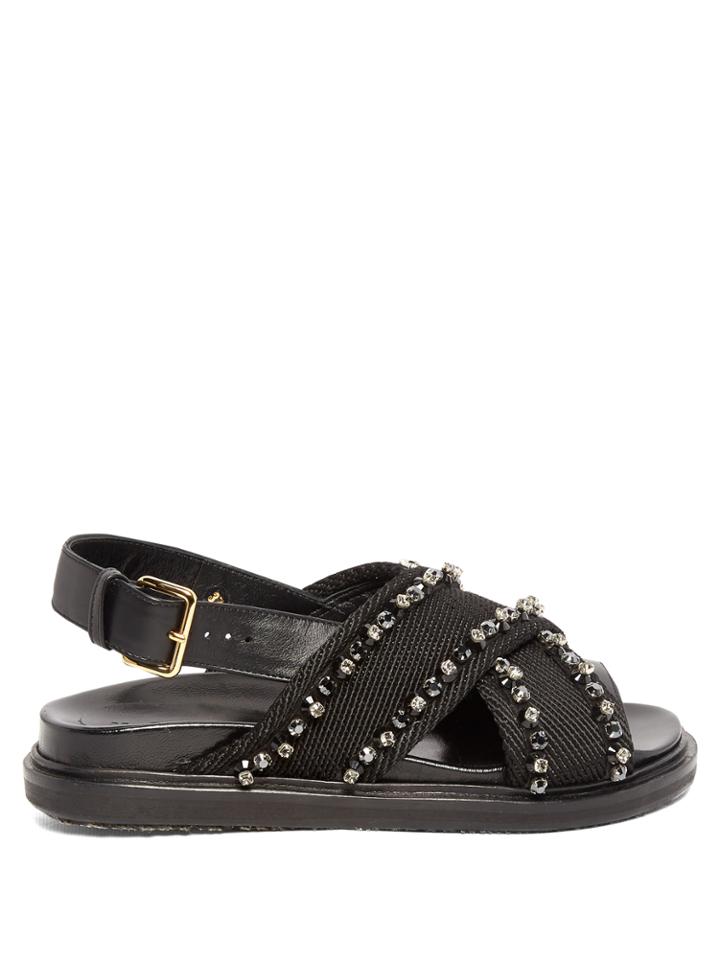 Marni Fussbett Crystal-embellished Canvas Sandals
