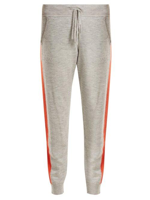 Matchesfashion.com Amanda Wakeley - Aldridge Side Stripe Cashmere Track Pants - Womens - Light Grey