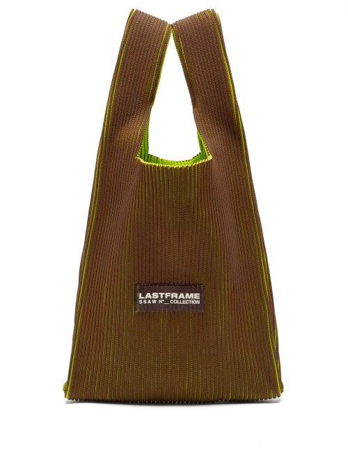 Lastframe - Two Tone Small Ribbed-knit Tote Bag - Womens - Brown Multi