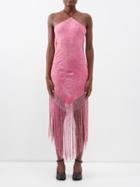 Conner Ives - Halterneck Upcycled Piano Shawl Dress - Womens - Pink