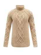 Giuliva Heritage - Priamo Roll-neck Linen Cable-knit Sweater - Mens - Cream