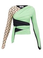 Matchesfashion.com Marine Serre - Draped Crossover Wrap Jersey Top - Womens - Green Multi
