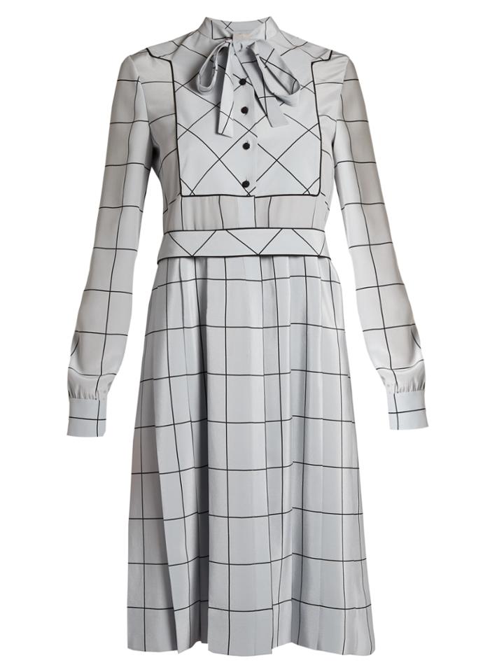 Valentino Windowpane-check Midi Dress