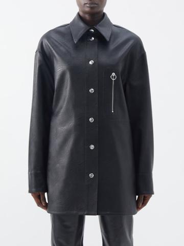 Stella Mccartney - Oversized Faux-leather Shirt Jacket - Womens - Black