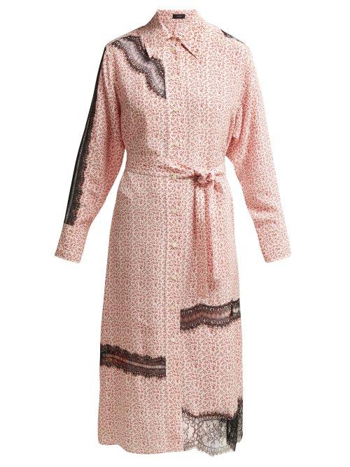 Matchesfashion.com Joseph - Claude Floral Print Silk Shirtdress - Womens - Red Multi