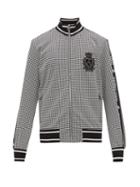 Matchesfashion.com Dolce & Gabbana - Crest Embroidered Houndstooth Bomber Jacket - Mens - Black White