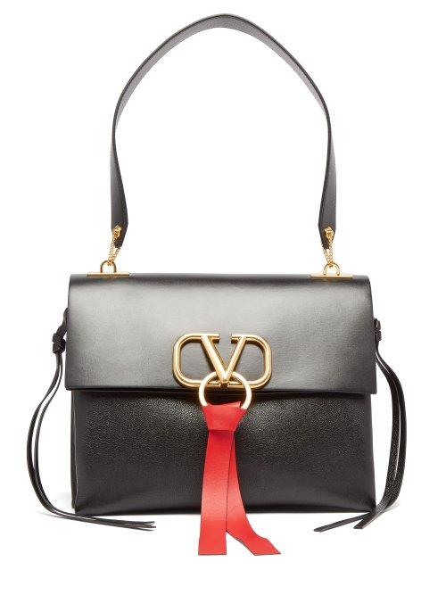 Matchesfashion.com Valentino - V Ring Leather Shoulder Bag - Womens - Black