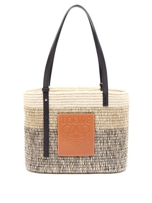 Matchesfashion.com Loewe - Square Small Leather And Raffia Tote Bag - Womens - Multi
