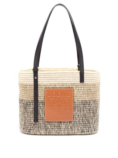 Matchesfashion.com Loewe - Square Small Leather And Raffia Tote Bag - Womens - Multi