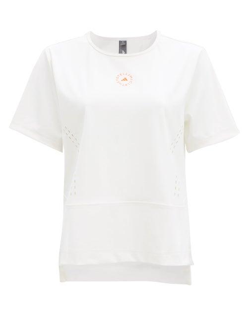 Matchesfashion.com Adidas By Stella Mccartney - Truestar Logo-print Perforated T-shirt - Womens - White
