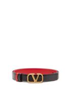 Matchesfashion.com Valentino Garavani - V-logo Reversible Leather Belt - Womens - Black