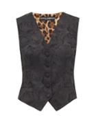 Matchesfashion.com Dolce & Gabbana - Jacquard And Leopard Print Waistcoat - Womens - Black