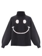 Matchesfashion.com Joostricot - Smiling Face-embroidered Merino Wool-blend Sweater - Womens - Black
