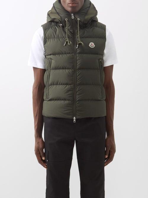 Moncler - Cardamine Hooded Quilted Down Gilet - Mens - Khaki