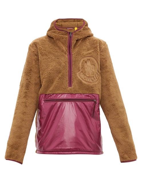 Matchesfashion.com 2 Moncler 1952 - Hooded Fleece And Shell Half Zip Jacket - Mens - Purple