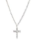 Mens Fine Jewellery Shay - Cross Mini Diamond & 18kt White-gold Necklace - Mens - Silver