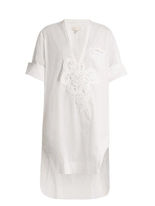 Matchesfashion.com Lila Eugnie - 1814 Cotton Blend Poplin Shirtdress - Womens - White