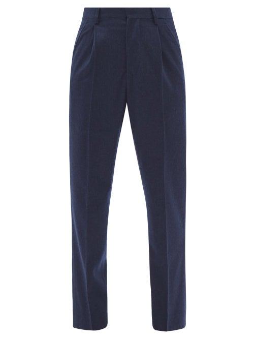 Umit Benan B+ - Single-pleat Cashmere Tapered Trousers - Womens - Navy