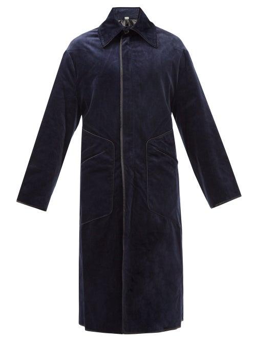 Boramy Viguier - Longline Peached Cotton-twill Coat - Mens - Navy
