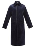 Boramy Viguier - Longline Peached Cotton-twill Coat - Mens - Navy