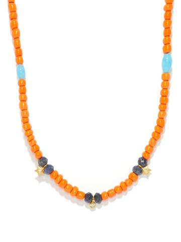 Matchesfashion.com Musa By Bobbie - Diamond, Sapphire & 14kt Gold Charm Necklace - Womens - Orange