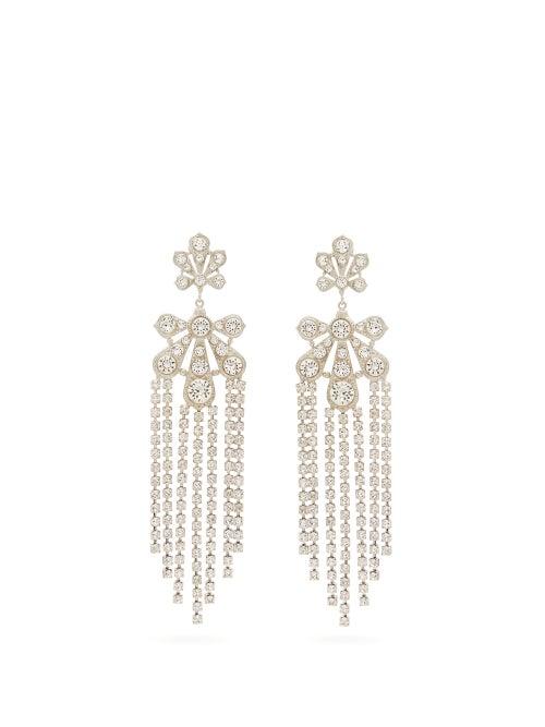 Matchesfashion.com Paco Rabanne - Palm Pendant Small Crystal Clip Earrings - Womens - Crystal