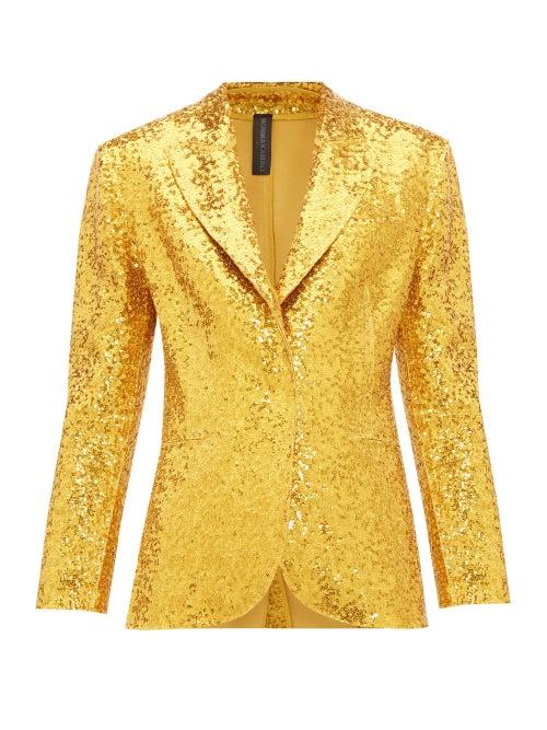 Matchesfashion.com Norma Kamali - Single Breasted Sequinned Blazer - Womens - Gold