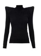 Matchesfashion.com Balenciaga - Padded-shoulder Rib-knitted Roll-neck Sweater - Womens - Black