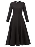 Matchesfashion.com Valentino - Wool Blend Midi Dress - Womens - Black