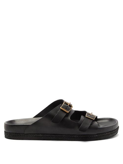 Matchesfashion.com Yuketen - Arizonian Two-strap Leather Sandals - Mens - Black