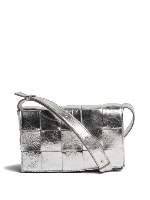 Bottega Veneta - Cassette Small Intrecciato Leather Bag - Womens - Silver