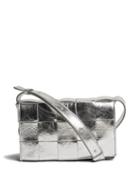 Bottega Veneta - Cassette Small Intrecciato Leather Bag - Womens - Silver