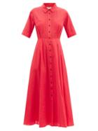 Matchesfashion.com Mara Hoffman - Lorelei Striped Organic-cotton Shirt Dress - Womens - Red